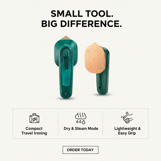 Mini Portable Steam Iron for Clothes (Handheld Travel Garment Steamer) | Compact Travel Ironing Device | Quick Lightweight