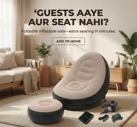 Inflatable Lounge Sofa Chair with Footstool + Air Pump (Indoor/Outdoor)