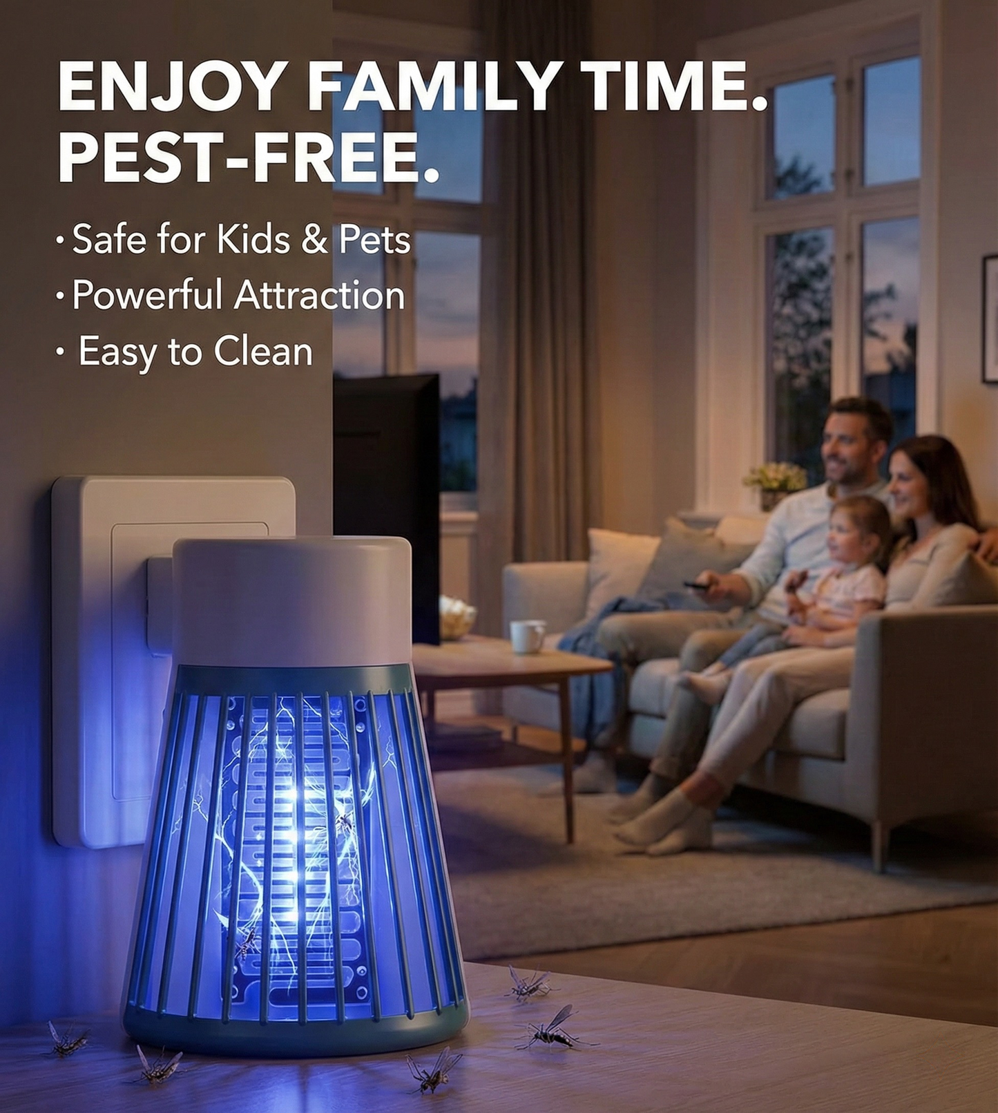 Mosquito Killer Night Lamp UV Zapper | Chemical‑Free | Mosquito Insect Bug Zapper Trap Killer LED Lamp